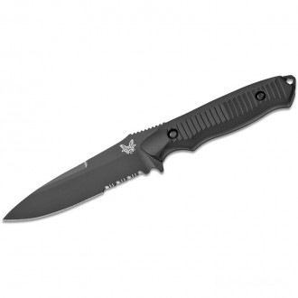 Benchmade Nimravus 4.5" BK1 Combo Blade, Black Aluminum Handles, Black Sheath - 140SBK KnifeBen82