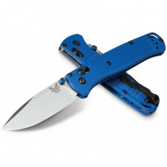 Benchmade 535 Bugout AXIS Folding Knife 3.24" S30V Satin Plain Blade, Blue Grivory Handles KnifeBen113