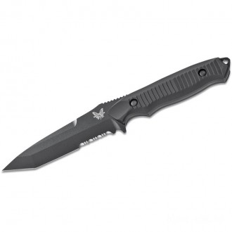 Benchmade 141SBK Nimravus Tanto 4.5" BK1 Combo Blade, Black Aluminum Handles, Black Sheath KnifeBen76