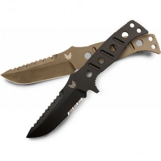 Benchmade 375BKSN Adamas Fixed 4.2" Black D2 Plain Blade, Desert Tan Sheath KnifeBen60