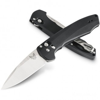 Benchmade Arcane AXIS Assisted Flipper Knife 3.2" S90V Satin Plain Blade, Black Aluminum Handles - 490 KnifeBen128