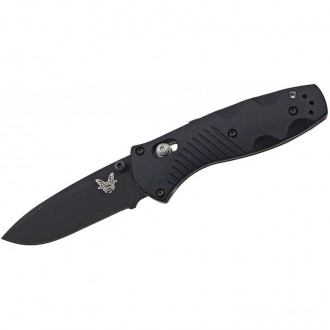 Benchmade 585BK Mini-Barrage AXIS-Assisted Folding Knife 2.91" Black Plain Blade, Black Valox Handles KnifeBen130