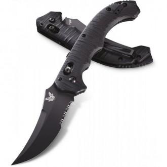 Benchmade 8600SBK Bedlam AUTO-AXIS 4" Black Combo Blade, G10 Handles KnifeBen121