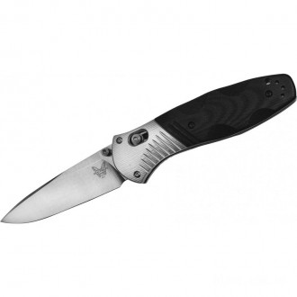 Benchmade Barrage AXIS-Assisted Folding Knife 3.6" M390 Satin Plain Blade, Black G10 and Aluminum Handles - 581 KnifeBen98