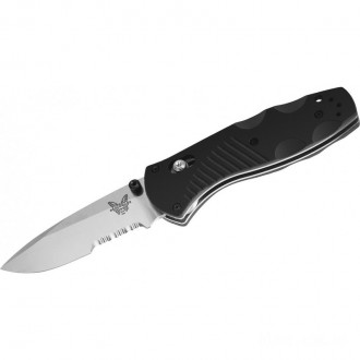 Benchmade 585S Mini-Barrage AXIS-Assisted Folding Knife 2.91" Satin Combo Blade, Black Valox Handles KnifeBen110