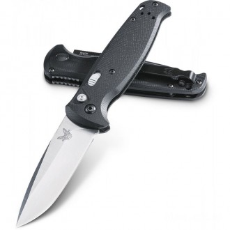 Benchmade 4300 CLA AUTO Folding Knife 3.4" Stonewash Plain Blade, Black G10 Handles KnifeBen133