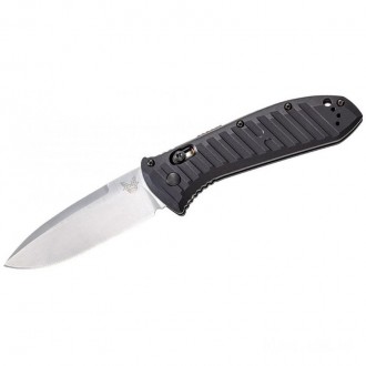 Benchmade 5700 Presidio AUTO Folding Knife 3.72" Satin S30V Drop Point Blade, Milled Black Aluminum Handles KnifeBen148