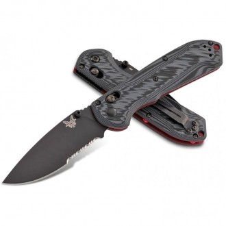 Benchmade Freek Folding Knife 3.6" Black Cerakoted CPM-M4 Combo Blade, Black/Gray G10 Handles - 560SBK-1 KnifeBen147