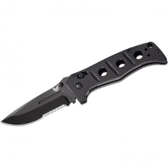 Benchmade 275SBK Adamas Folding Knife 3.82" Black D2 Combo Blade, Black G10 Handles KnifeBen158