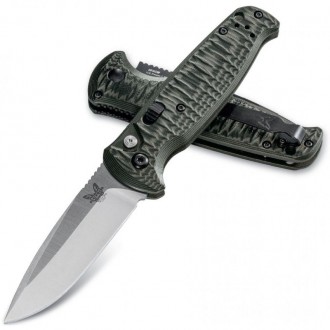 Benchmade CLA AUTO Folding Knife 3.4" Stonewash 154CM Plain Blade, Green and Black G10 Handles - 4300-1 KnifeBen207