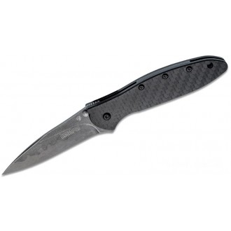 Kershaw Limited Run Ken Onion Leek Assisted Flipper Knife 3" Blackwash Composite Wharncliffe Blade, Carbon Fiber Handles - 1660CFCBBW KnifeKer126