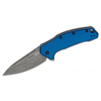 Kershaw 1776NBBW Link Assisted Flipper Knife 3.25" Blackwash Plain Blade, Navy Blue Aluminum Handles KnifeKer129