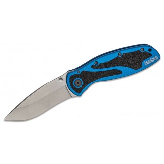Kershaw 1670NBSW Blur Folding Knife Assisted Folding Knife 3.4" Stonewash Plain Blade, Blue Aluminum Handles KnifeKer54