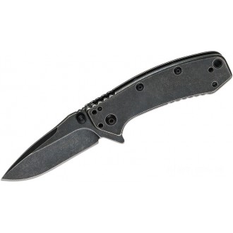 Kershaw 1555BW Cryo Assisted Flipper Knife 2.75" Blackwash Plain Blade and Stainless Steel Handles KnifeKer137