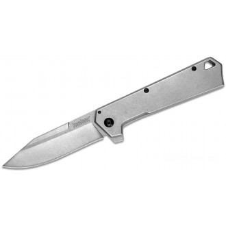 Kershaw 1361 Passage Assisted Flipper Knife 3.5" Stonewashed 8Cr13MoV Clip Point Blade, Stonewashed Stainless Steel Handles KnifeKer91