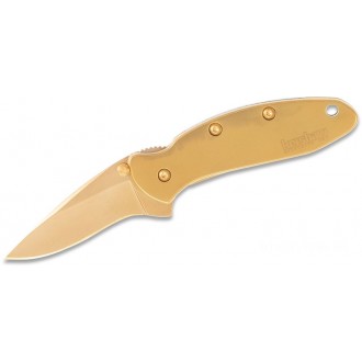 Kershaw 1600G Ken Onion Gold Plated Chive Assisted Flipper 1.9" Plain Blade, Gold Plated Steel Handles KnifeKer97
