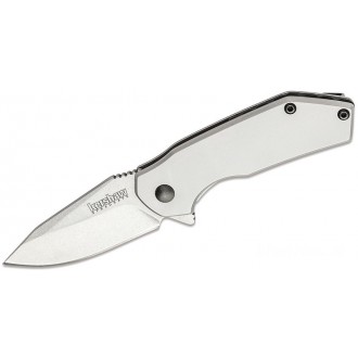 Kershaw 1375 Valve Assisted Flipper Knife 2.25" Stonewashed Drop Point Blade, Stainless Steel Handles KnifeKer73