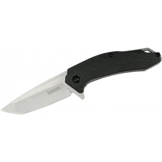 Kershaw 3840 FreeFall Assisted Flipper Knife 3.25" Plain Stonewash Tanto Blade, Black GFN Handles KnifeKer181