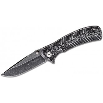 Kershaw 1301BW Starter Assisted Flipper Knife 3.4" Blackwash Plain Blade, Stainless Steel Handles KnifeKer185