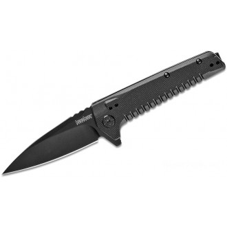 Kershaw 1935 Fatback Assisted Flipper Knife 3.5" Black Spear Point Blade, Black Zytel Handles KnifeKer191