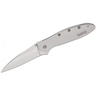 Kershaw 1660 Ken Onion Leek Assisted Flipper Knife 3" Bead Blast Plain Blade, Stainless Steel Handles KnifeKer138