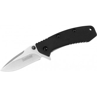 Kershaw 1555G10 Cryo Assisted Flipper Knife 2.75" Plain Stonewash Blade, G10 and Stainless Steel Handles KnifeKer148