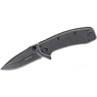 Kershaw 1556BW Cryo II Assisted Flipper Knife 3.25" Blackwashed Plain Blade, Rick Hinderer Framelock Design KnifeKer159