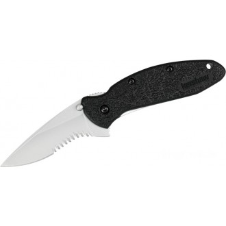 Kershaw 1620ST Ken Onion Scallion Assisted Flipper Knife 2.25" Bead Blast Combo Blade, Black GFN Handles KnifeKer164