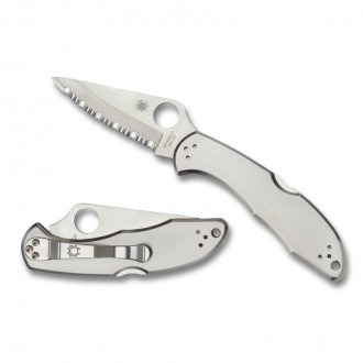 Spyderco Delica 4 Stainless Steel Combintaion Edge Folding Knife KnifeSP60