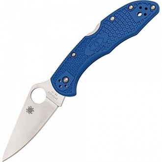 Spyderco Delica 4 C11F Lightweight Flat Ground Plain Edge Folding Knife (Blue) KnifeSP54