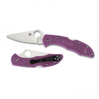 Spyderco Delica 4 C11F Lightweight Flat Ground Plain Edge Folding Knife (Purple) KnifeSP49