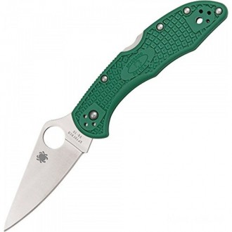 Spyderco Delica 4 C11F Lightweight Flat Ground Plain Edge Folding Knife (Green) KnifeSP53