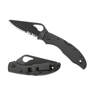 Spyderco byrd Meadowlark 2 Black Blade - Combination Edge KnifeSP143