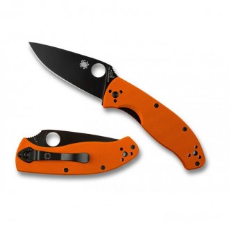 Spyderco Tenacious G-10 Orange Black Blade Exclusive - Combination Edge/Plain Edge KnifeSP197