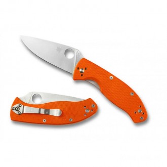 Spyderco Tenacious G-10 Orange Exclusive - Combination Edge/Plain Edge KnifeSP198