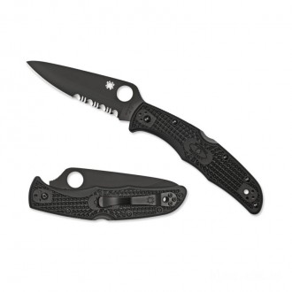 Spyderco Endura 4 Lightweight Black Blade - Combination Edge KnifeSP220