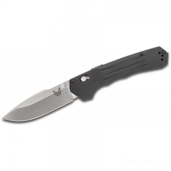 Benchmade 407 Vallation AXIS-Assist Folding Knife 3.70" CPM-S30V Stonewashed Plain Blade, Black Aluminum Handles KnifeBen295